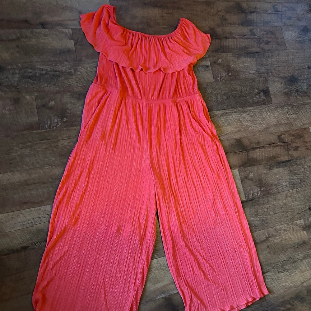 Women's Lane Bryant Coral Plus 26/28 Off-Shoulder Jumpsuit